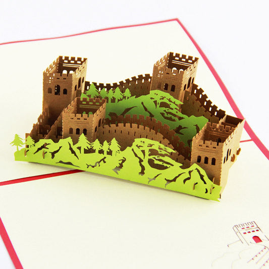 Great Wall of China card  pop up card -greeting card 3d laser cut  souvenir card