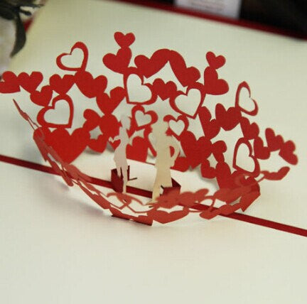 Lover kissing - pop up card- 3D handmade cards love hearts card