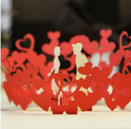 Lover kissing - pop up card- 3D handmade cards love hearts card