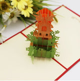 Bird Nest with flowers- pop up card- 3D handmade cards bird house card