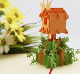 Bird Nest with flowers- pop up card- 3D handmade cards bird house card