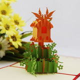 Bird Nest with flowers- pop up card- 3D handmade cards bird house card