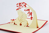 Bears love card pop up card laser cut card bear under the tree handmade card