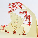 Bears love card pop up card laser cut card bear under the tree handmade card