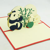 I heart Panda  greeting card  Pop up card panda card panda and bamboo