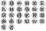 Kraft Wax Seal Stamp set Floral Decorative Initial Monogram letter  Vintage Alphabet Initial Wedding  set