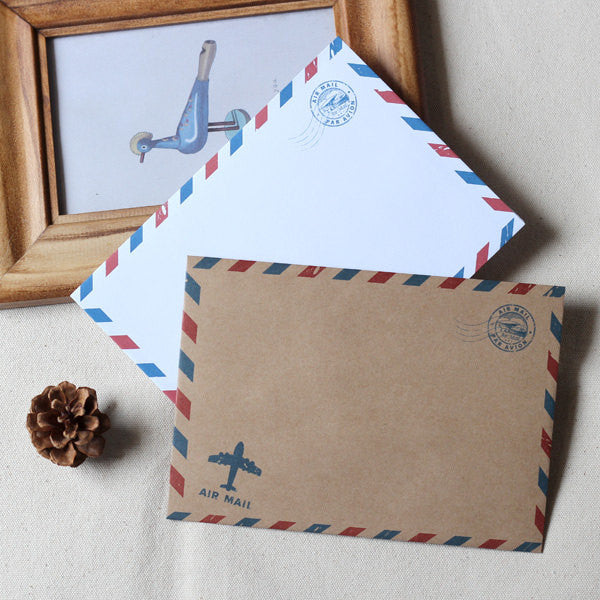 Set of vintage Envelopes // A6 Airmail Envelopes // Invitation Envelopes / Retro Envelopes