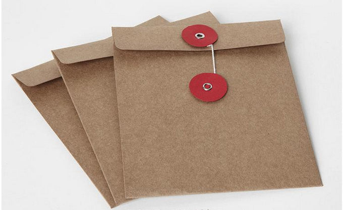 Set of CD sleeves - natural Kraft brown, recycled & eco-friendly - DVD, CD wedding favors, photography packaging String Tie Envelopes