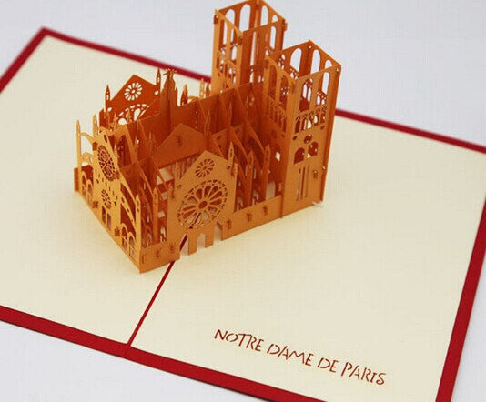 Notre Dame Pop up card 3D card  handmade card gift card Paris card France card