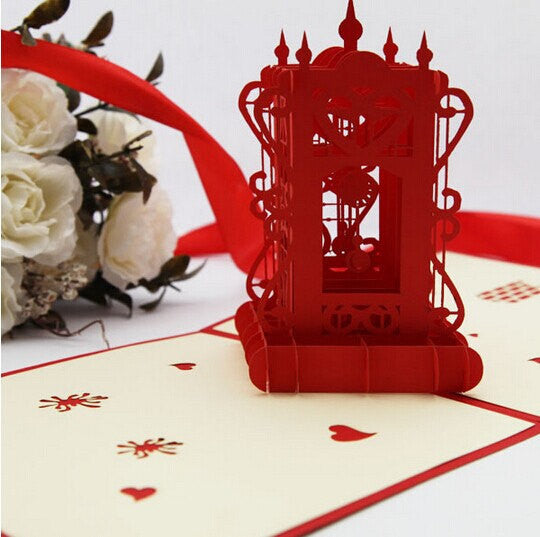 Vintage clock   Pop up card 3D card  handmade card gift card