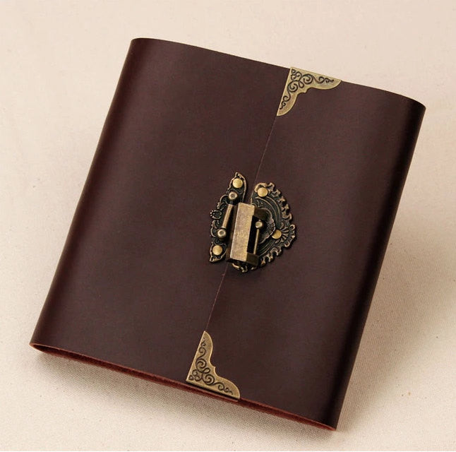 Leather lock Photo Album/ Scrapbook Album // Wedding photo Album // Wedding Guest Book/black scrapbook album gift set/PA021