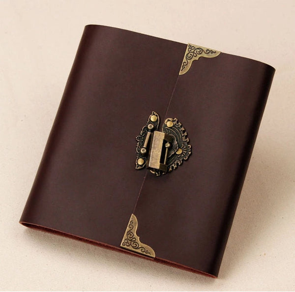 Leather lock Photo Album/ Scrapbook Album // Wedding photo Album // Wedding Guest Book/black scrapbook album gift set/PA021