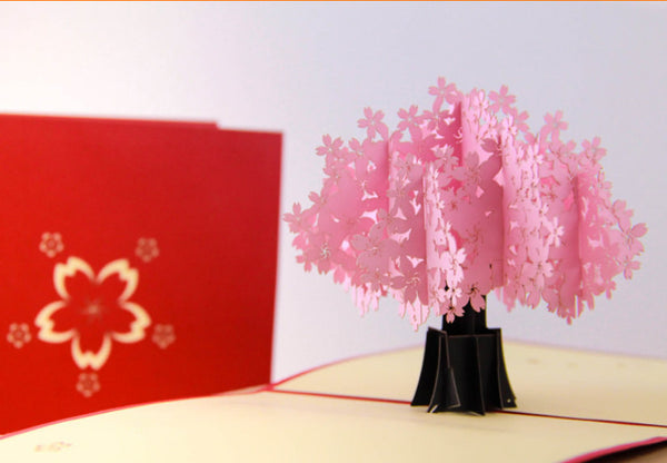 Cherry blossoms tree pop up card greeting card sakura post card