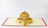 The Bell Tower  card  pop up card -greeting card 3d laser cut Chinese ancient building