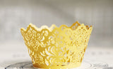 Pack of  laser cut  Elegant Vantage Damask cake cupcake wrappers for wedding party tea party cupcake decoration