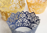 Pack of  laser cut  Elegant Vantage Damask cake cupcake wrappers for wedding party tea party cupcake decoration