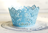 Pack of  laser cut  Elegant Vantage Damask cake cupcake wrappers for wedding party tea party cupcake decoration
