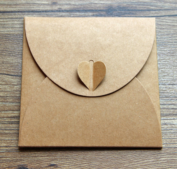 Set of CD sleeves heart button case - Recycled Kraft CD Sleeves DVD wedding favors,gift photography packaging