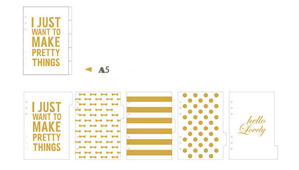 Gold set dividers/A5 index/ A6 planner dividers/Dashboard/AC013