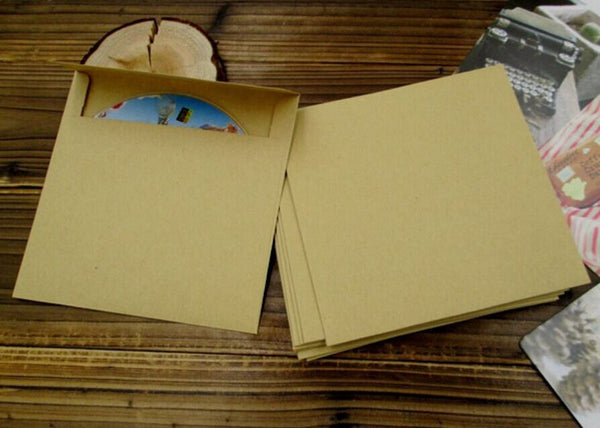 Set of CD cases - Recycled Kraft CD Sleeves DVD wedding favors bag,gift photography packaging