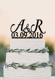 Wedding Cake Topper Silhouette with Couples initials, Acrylic Cake Topper