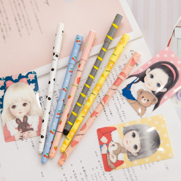 Cute Stationery Retractable Tropical fruit Gel Ink Pens 0.5mm black ink