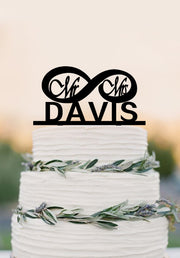Mr and Mrs Cake Topper, Infinity wedding cake topper,custom wedding cake topper, party gift