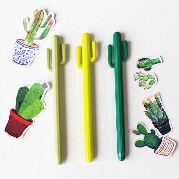 Cute cactus pens Black Ink Pens 0.38 mm 0.5mm