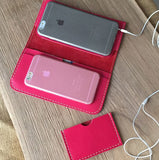 Pink leather iPhone case/ Custom phone case/woman wallet case/ iPhone wallet