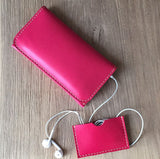 Pink leather iPhone case/ Custom phone case/woman wallet case/ iPhone wallet