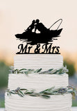 Mr and Mrs wedding cake topper,fishing couple in boat,wedding decoration