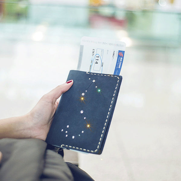 Personalized passport wallet,travel wallet,leather passport case,constellation gift