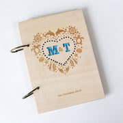 Heart with Ocean style Rustic Wedding Guest Book //Nautical Custom Wedding Guest Book//Laser Engraved, Bridal Shower