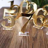 Acrylic Table Numbers for Wedding Party or Event, Gold or Silver Wedding Decor
