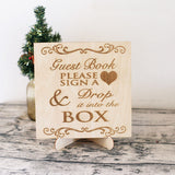 Personalized Multi-Colors Rustic Drop Top Wooden Wedding Guest Book Frame & Customized Hearts & 100 Pcs Hand-Writing Wood Hearts