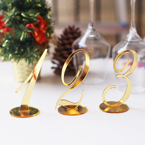 Acrylic Table Number Standing Mirror Gold Table Number  Wedding Table Decor mirror silver wedding table number