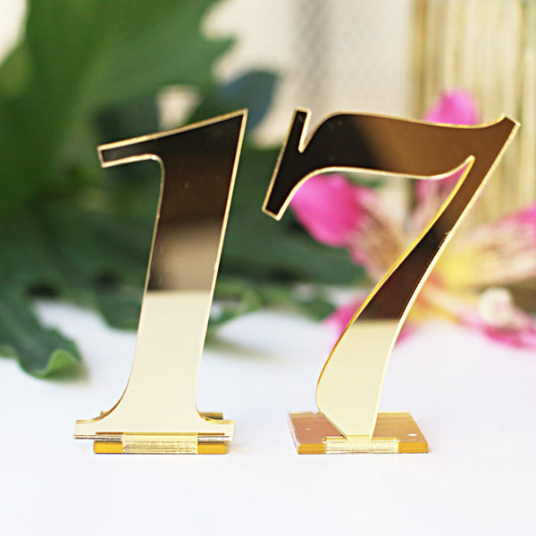Acrylic Table Numbers mirror Gold Table number mirrir silver tabe numner Weddings Standing Numbers